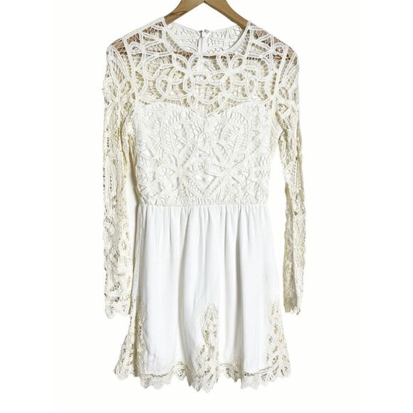 Saylor Josie Ivory Crochet Lace Mini Dress size small - Picture 3 of 9